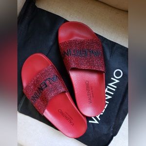 Brand New VALENTINO by Mario Valentino Solaia Locker Glitter SLIDE with box